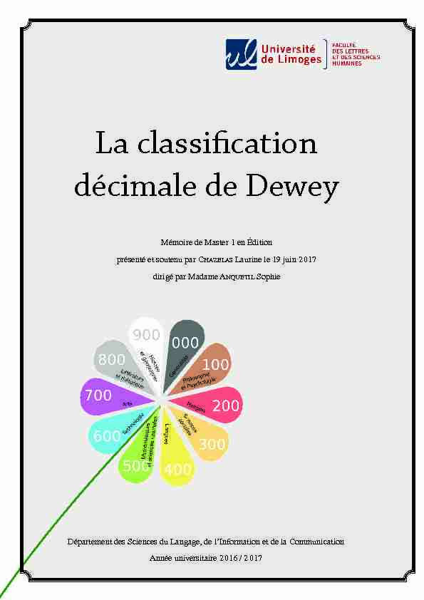 [PDF] La classification décimale de Dewey - Aurore - Unilim - Université
