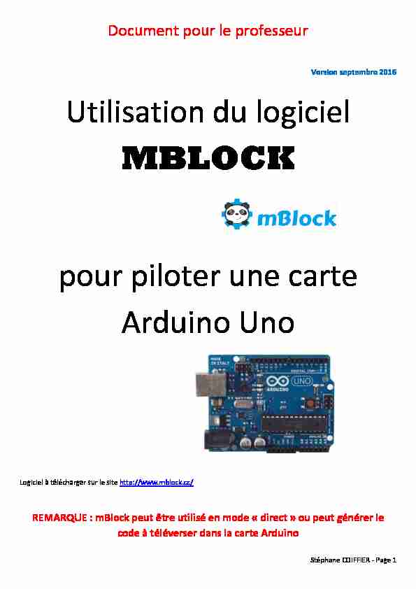 Utilisation du logiciel MBLOCK pour piloter une carte Arduino Uno