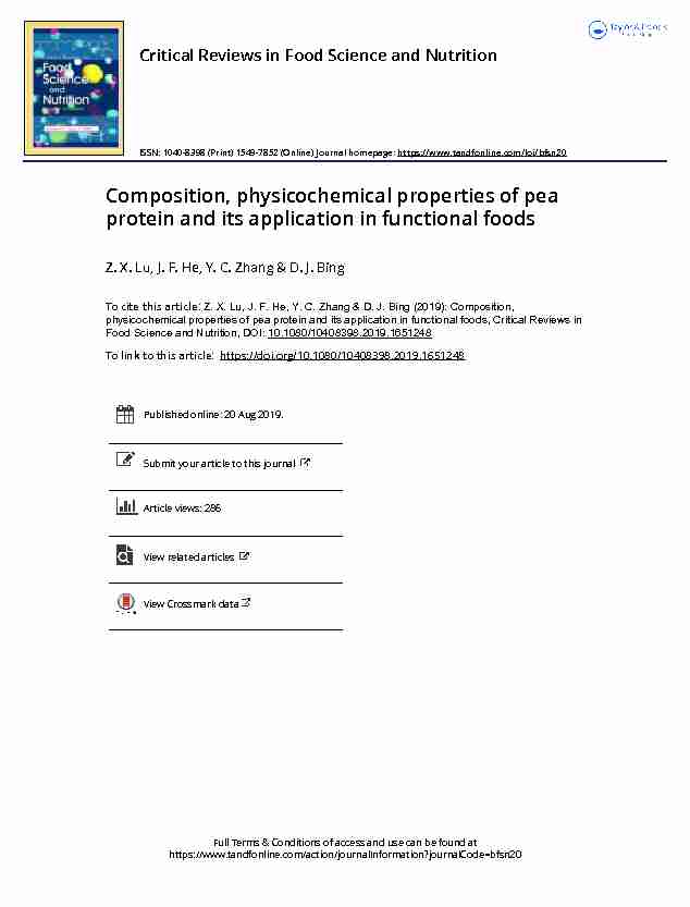 Composition, physicochemical properties of pea protein and