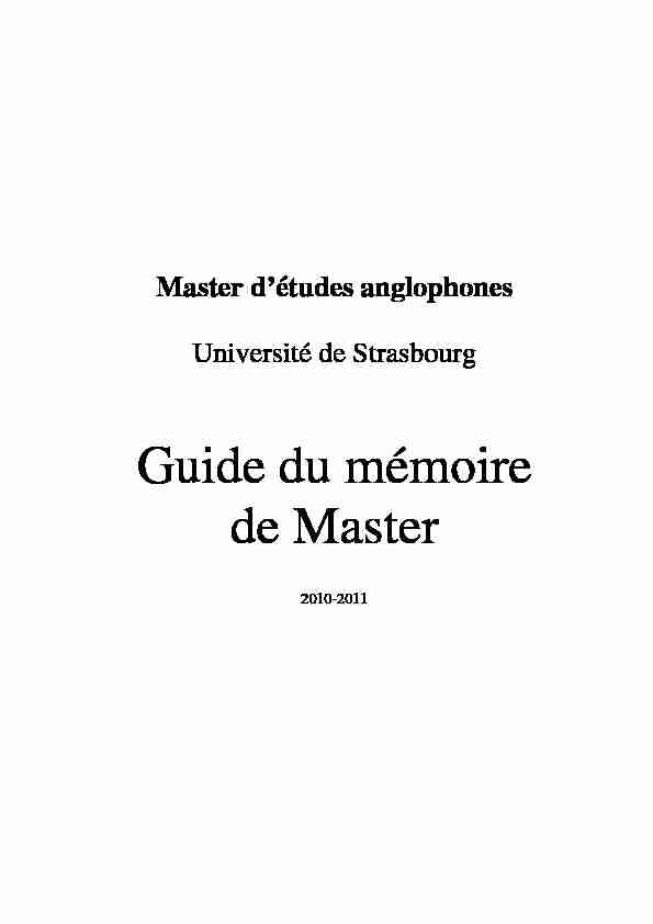 Guide du mémoire de Master