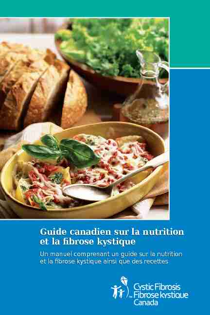 Guide canadien sur la nutrition et la fibrose kystique