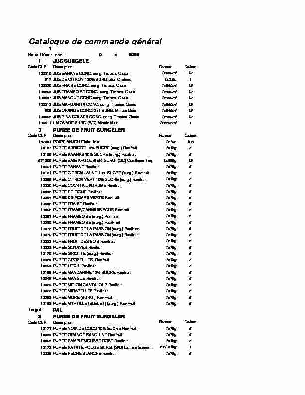 Catalogue de commande général