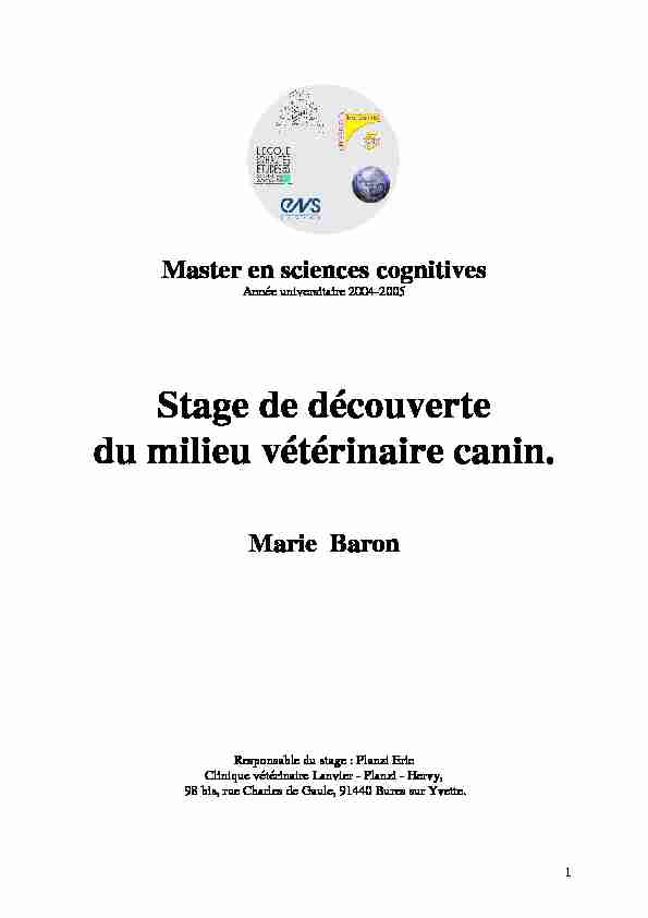 [PDF] Stage de découverte du milieu vétérinaire canin - Master 1
