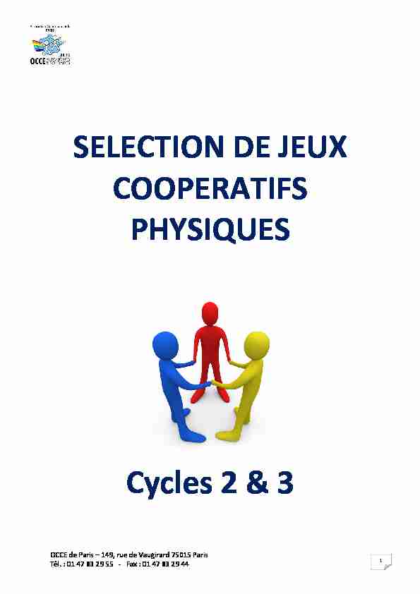 SELECTION DE JEUX COOPERATIFS PHYSIQUES Cycles 2 & 3