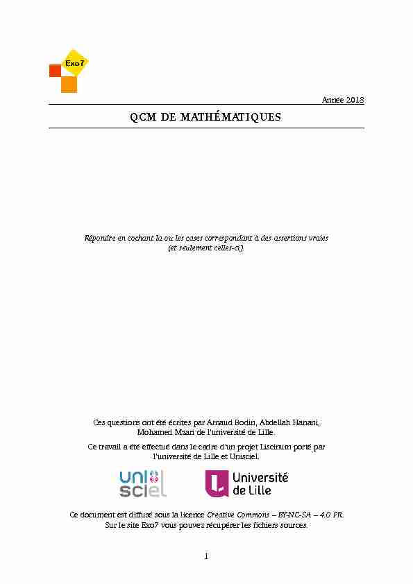 [PDF] QCM DE MATHÉMATIQUES - Exo7