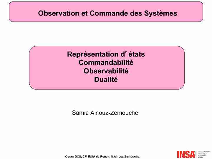 [PDF] Représentation détats Commandabilité Observabilité Dualité