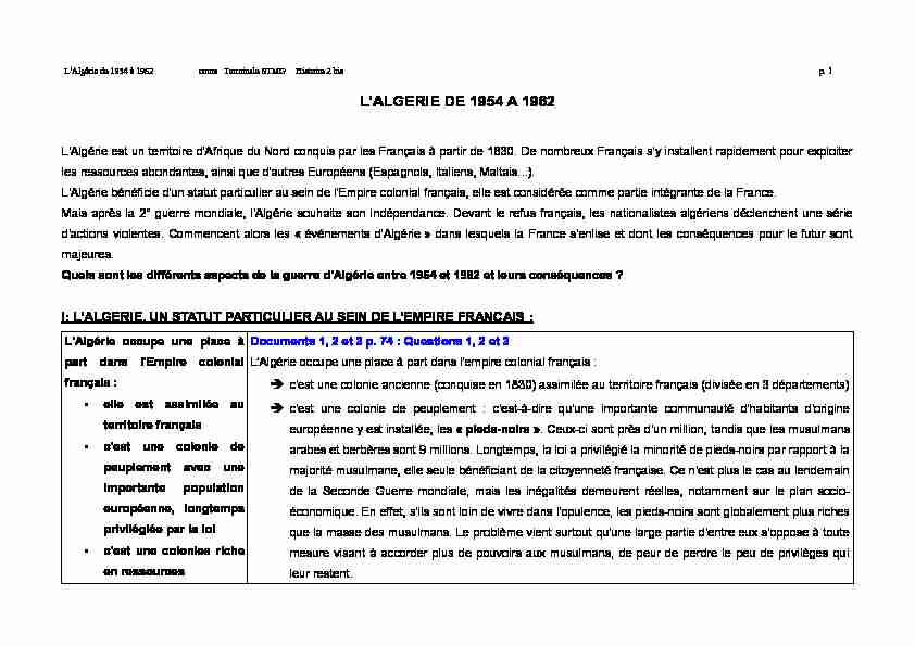 Searches related to sujet d étude l algérie de 1954 à 1962 correction filetype:pdf