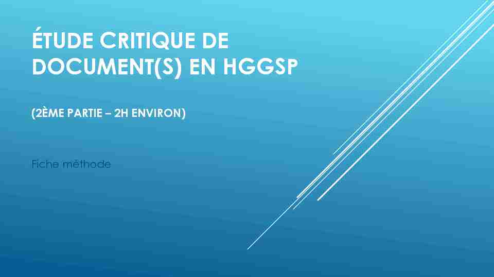 ÉTUDE CRITIQUE DE DOCUMENT(S) EN HGGSP - Geoffrey Grill