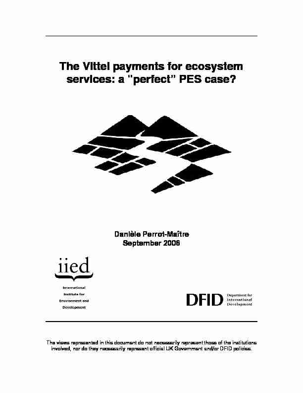 The Vittel payments for ecosystem services: a “perfect” PES case?