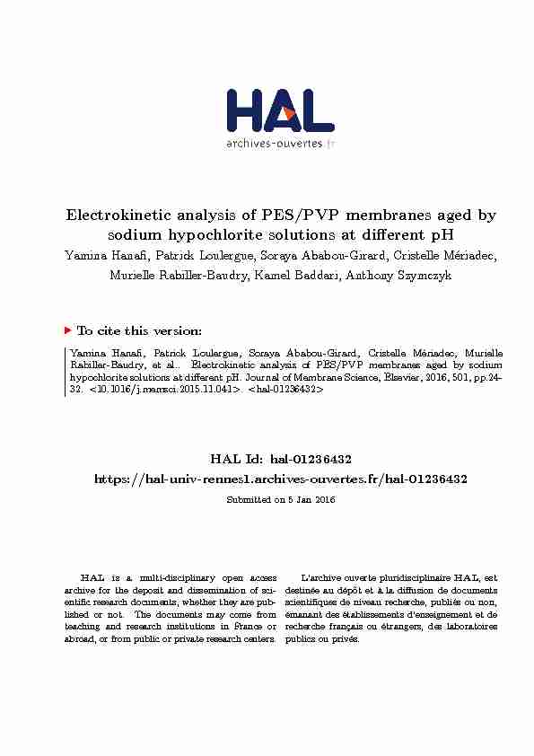 Electrokinetic analysis of PES/PVP membranes aged by sodium