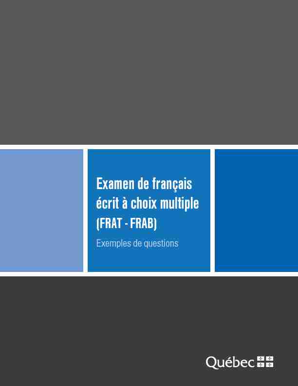 Examen de français écrit à choix multiple (FRAT - FRAB)
