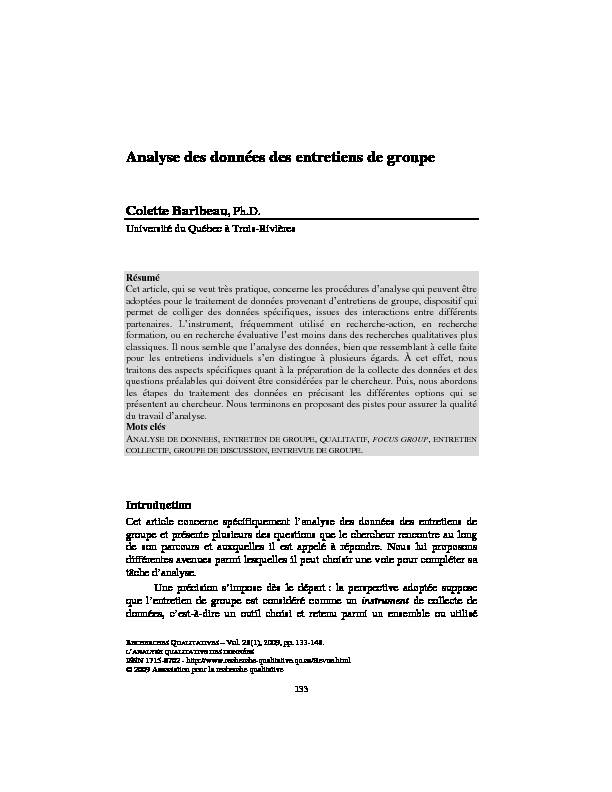 [PDF] Analyse des données des entretiens de groupe - Dans un premier