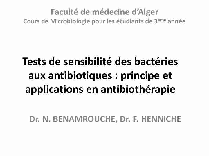 Tests de sensibilité des bactéries aux antibiotiques