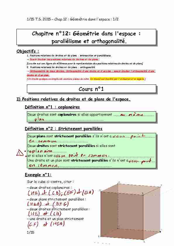 Searches related to parallélisme dans l espace exercices corrigés PDF