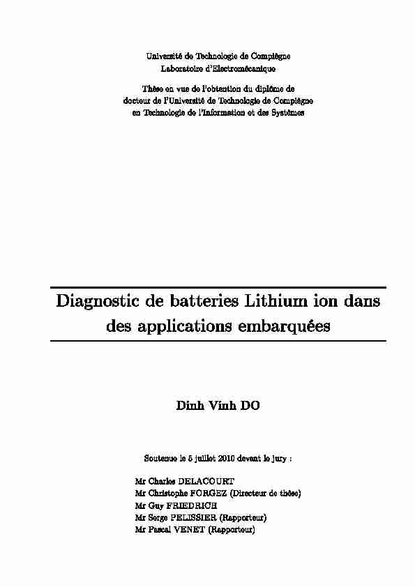 [PDF] Diagnostic de batteries Lithium ion dans des  - UTC Compiègne