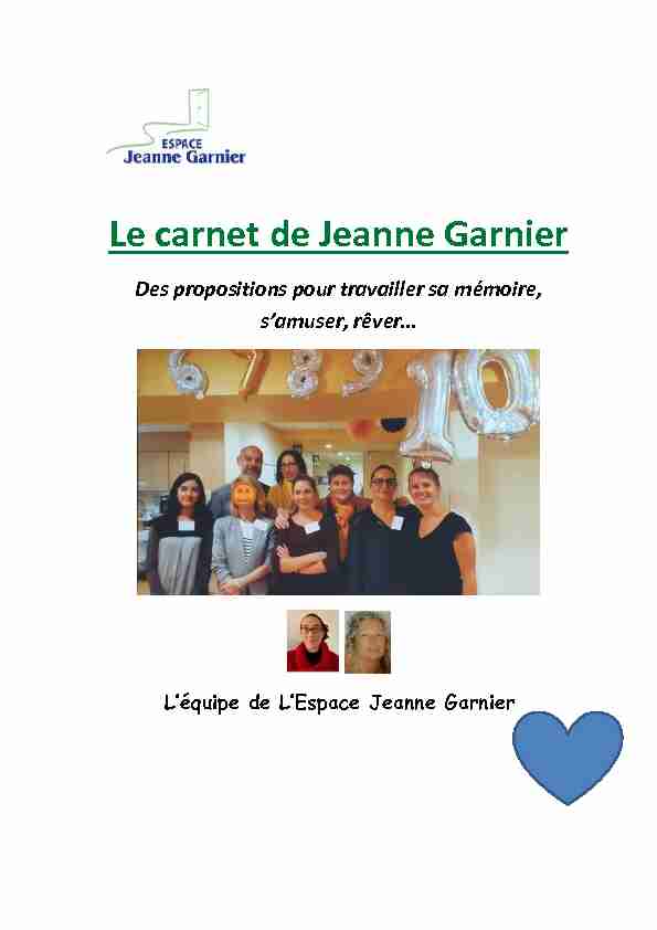 Le carnet de Jeanne Garnier