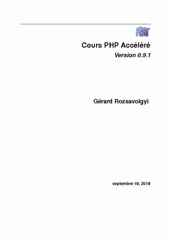 Cours PHP Accéléré