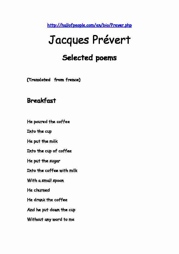 Jacques Prévert - HALL OF PEOPLE