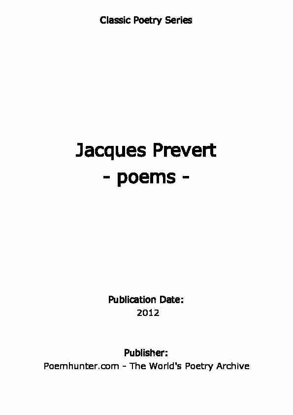 [PDF] Jacques Prevert - Poem Hunter