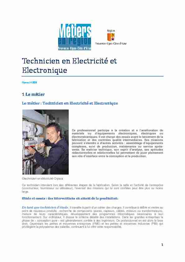 Technicien Electronique en Rome H1209 Electricité et