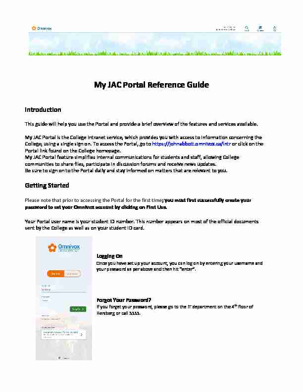 My JAC Portal Reference Guide - John Abbott College Departments