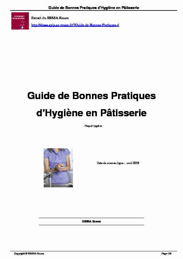 Guide de Bonnes Pratiques d'Hygiène en Pâtisserie