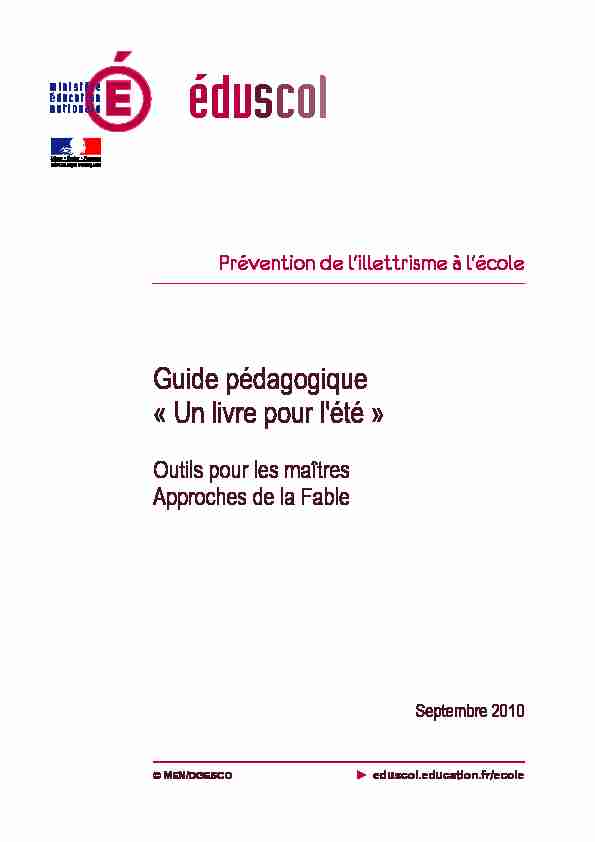 [PDF] Approches de la Fable - Ministère de lÉducation nationale