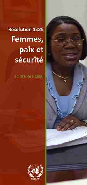 Résolution 1325 Femmes paix et sécurité - MINUSTAH