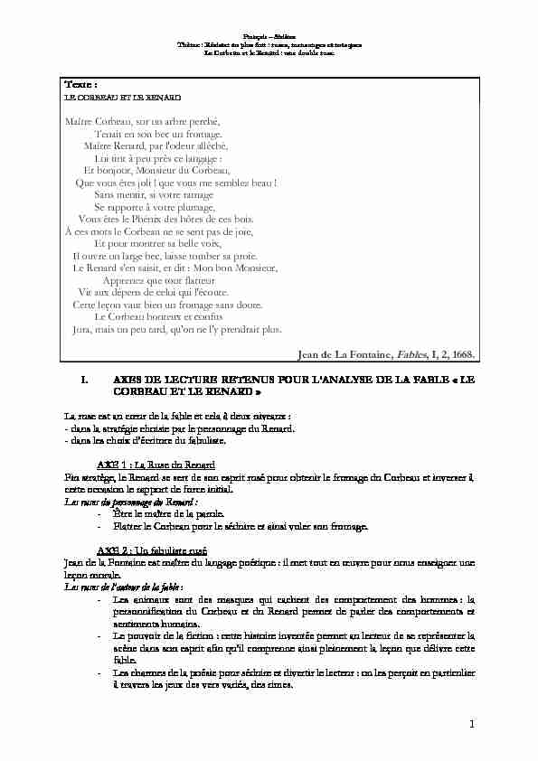 [PDF] plan de seance corbeau et renard - mediaeduscoleducationfr