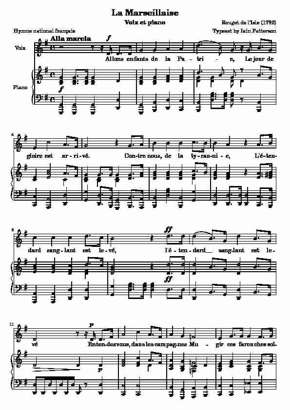 Voix et piano Rouget de l’Isle (1792) Alla marcia f Voix