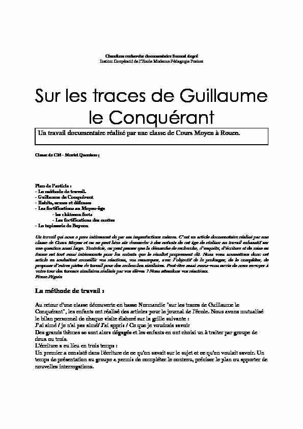 [PDF] Guillaume le conquérant - ICEM-Pédagogie Freinet
