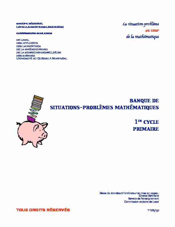 banque de situations-problèmes mathématiques 1 cycle primaire