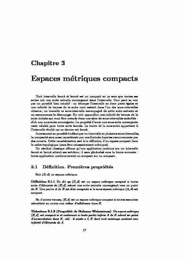 Espaces m´etriques compacts - univ-lillefr
