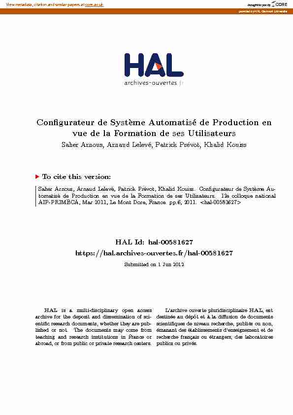 [PDF] Configurateur de Système Automatisé de Production en vue  - CORE
