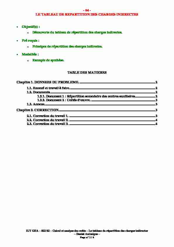04 - LE TABLEAU DE REPARTITION DES CHARGES INDIRECTES