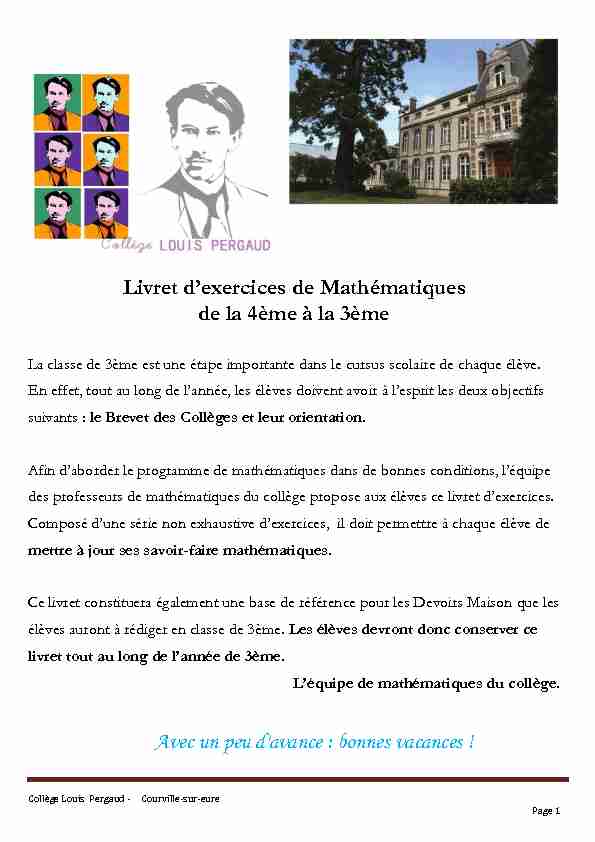 [PDF] Epreuve Commune de 4ème - Collège Louis Pergaud