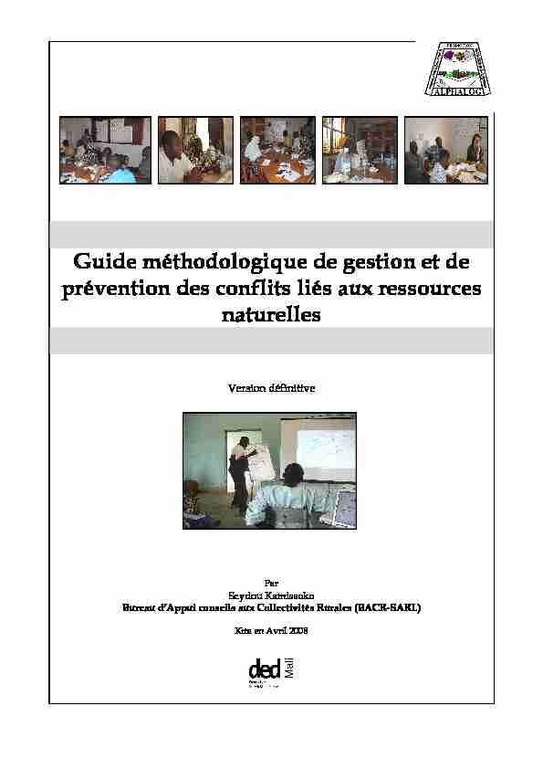 Guide méthodologique de gestion et de prévention des conflits