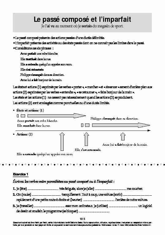 [PDF] Le passé composé et limparfait - Le Baobab Bleu