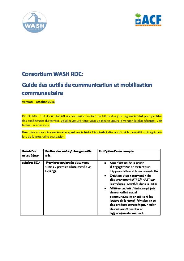 Guide des outils de communication et  - Consortium WASH RDC