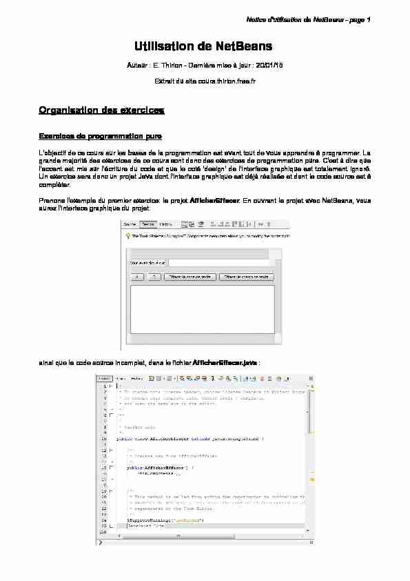 [PDF] Utilisation de NetBeans - Cours EThirion