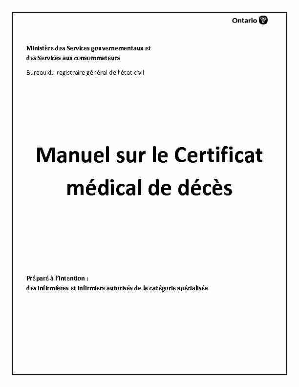 Manuel sur le Certificat médical de décès