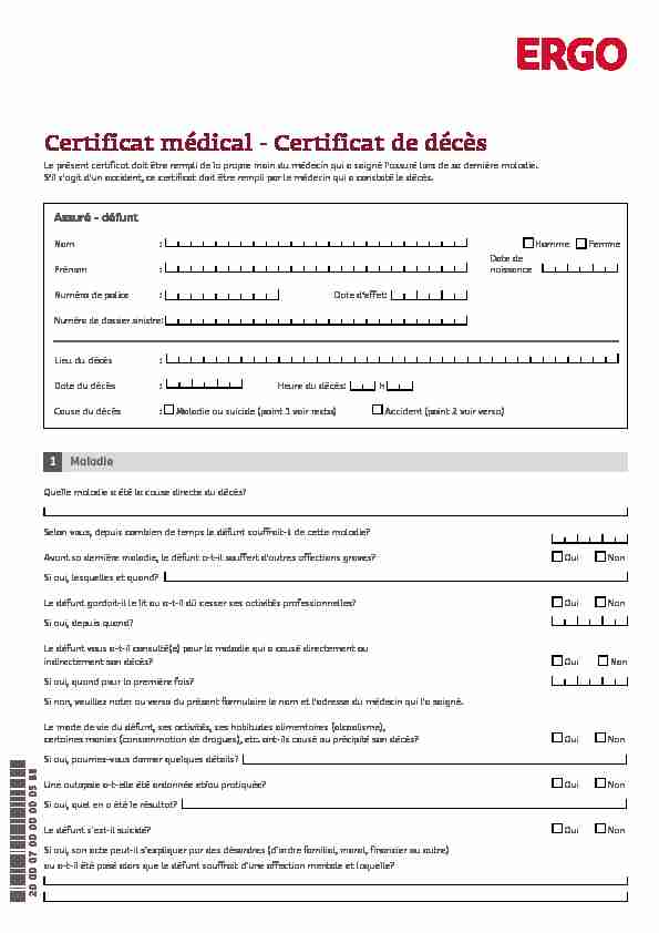 Certificat médical - Certificat de décès