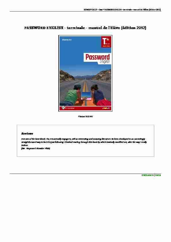 PASSWORD ENGLISH - terminale - manuel de l'élève (édition