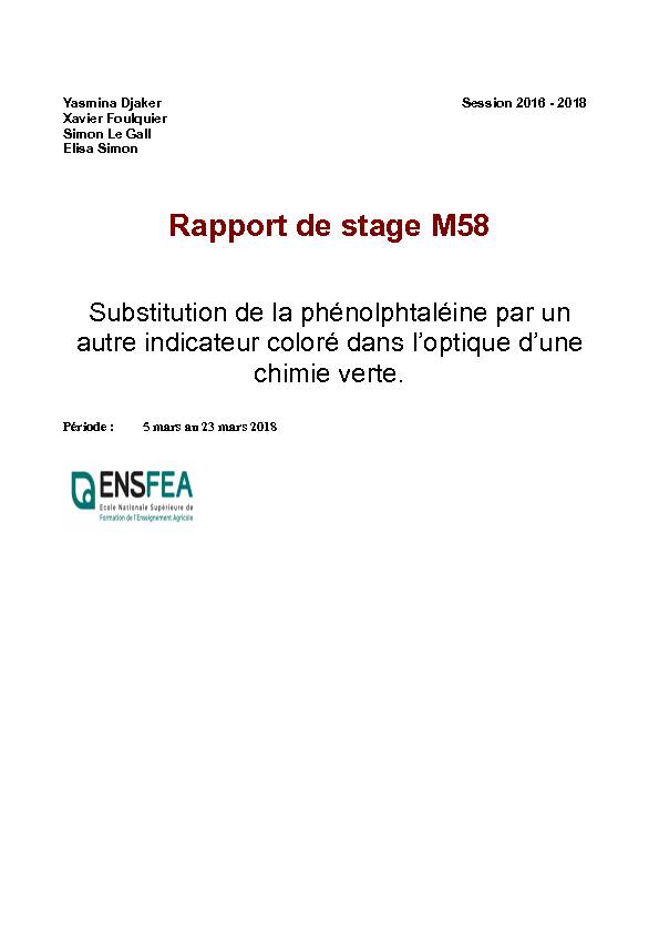 [PDF] Rapport de stage M58 - Physique Chimie