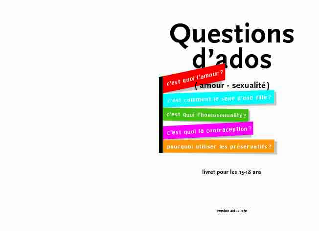 Questions dados (amour - sexualité) - livret pour les 15-18 ans