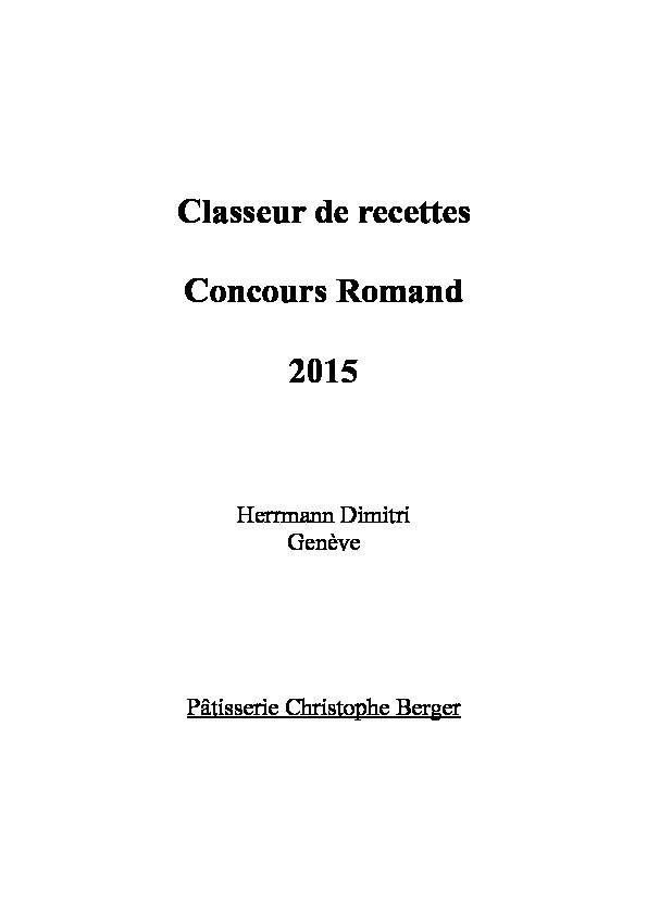 [PDF] Classeur de recettes Concours Romand 2015