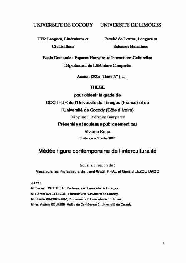 [PDF] Médée : figure contemporaine de linterculturalité - Aurore - Unilim