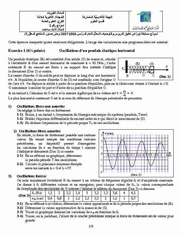 [PDF] Oscillations dun pendule élastique horizontal - AzureWebSitesnet