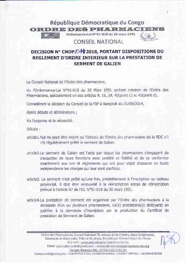[PDF] DECISION PRESTATION DE SERMENT DE GALIENpdf - RDCongo