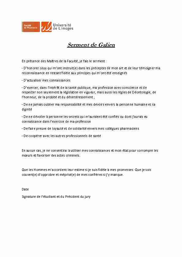 [PDF] Serment de Galien
